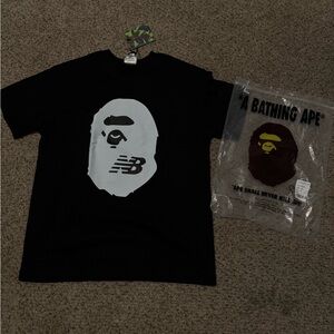 Bape Black Tee with White Ape Graphic